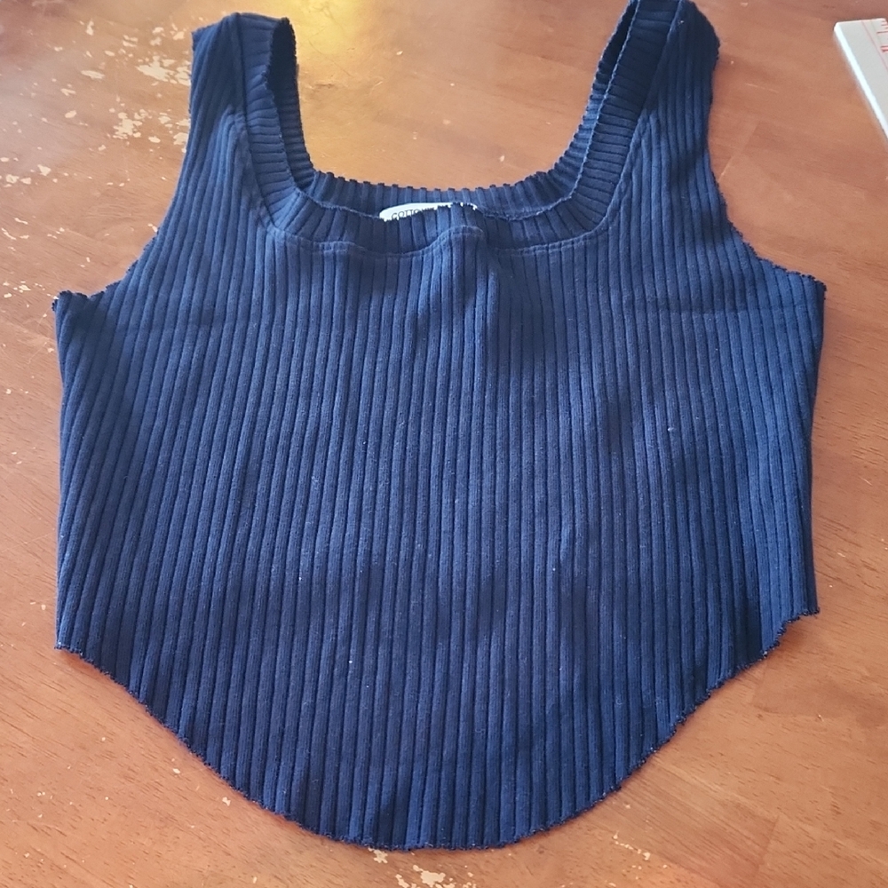 Cotton Citizen Ibiza Square Neck Rib Tank Top Navy Blue Size S NWOT